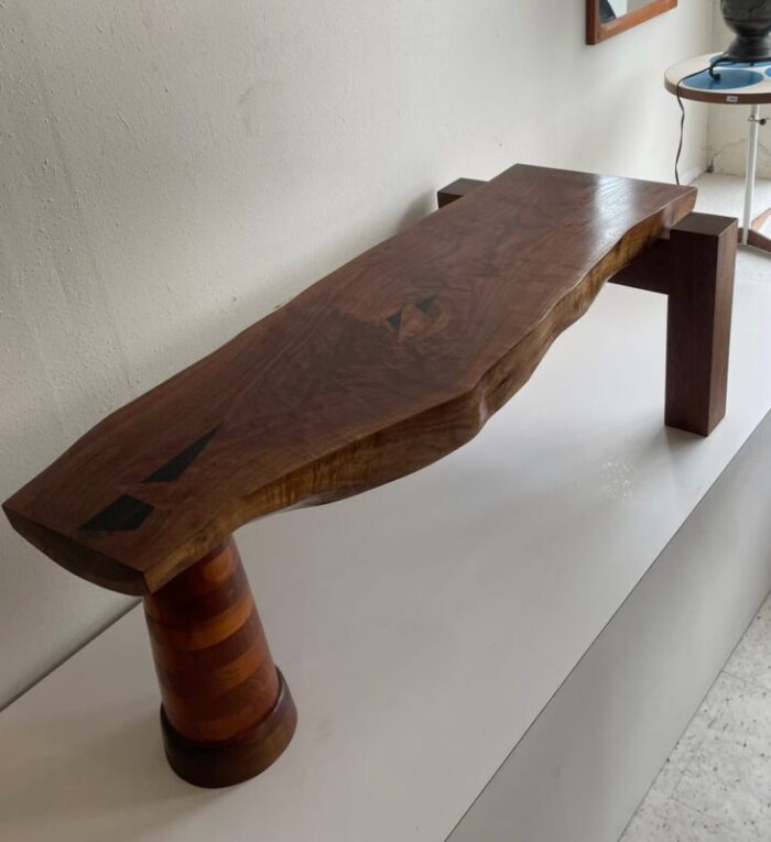 hand crafted asymmetrical rustic wooden bench 1657