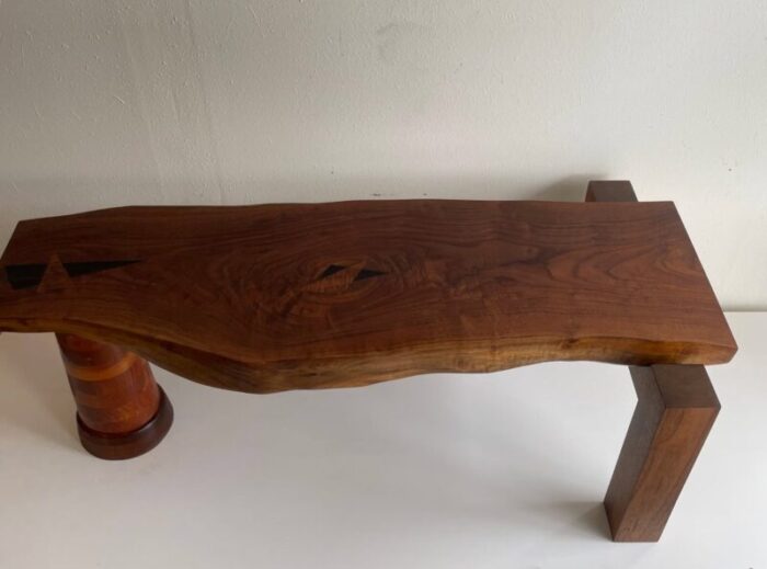 hand crafted asymmetrical rustic wooden bench 4475