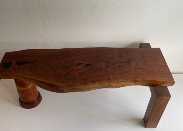 hand crafted asymmetrical rustic wooden bench 5278