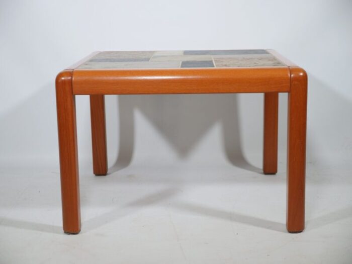 handcrafted teak mosaic side table by sallingboe jelling 1970s 3396