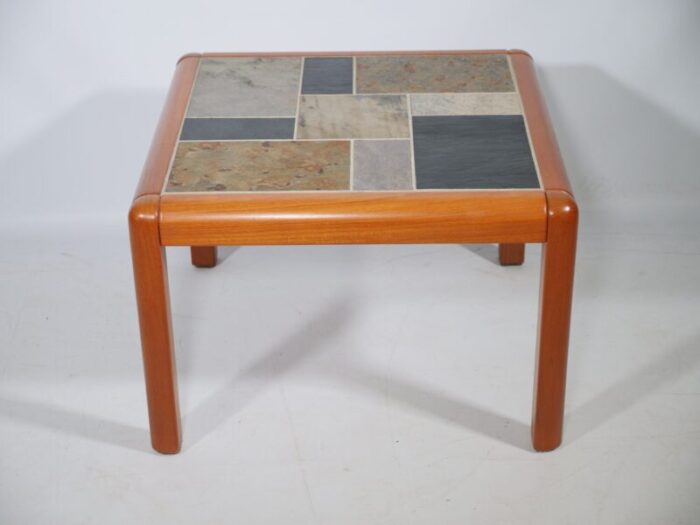 handcrafted teak mosaic side table by sallingboe jelling 1970s 4761