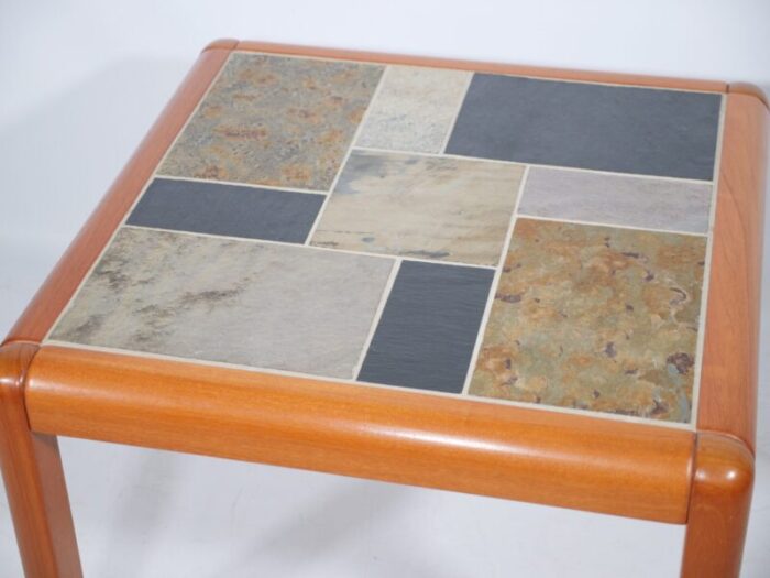 handcrafted teak mosaic side table by sallingboe jelling 1970s 7006