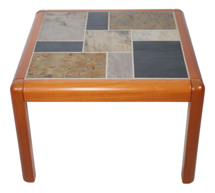 handcrafted teak mosaic side table by sallingboe jelling 1970s 7379