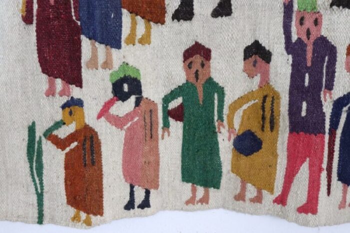 handmade israeli wall tapestry or wall rug 1930s 8