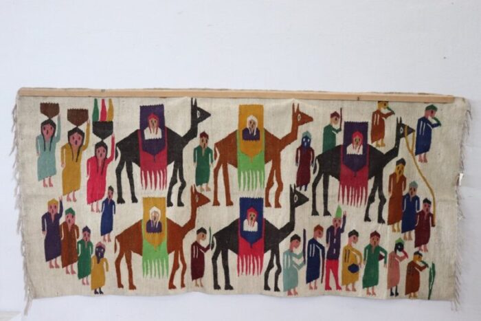 handmade israeli wall tapestry or wall rug 1930s 9