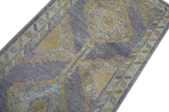 handmade modern turkish soft yellow and gray tones oushak rug 31 x 66 1709