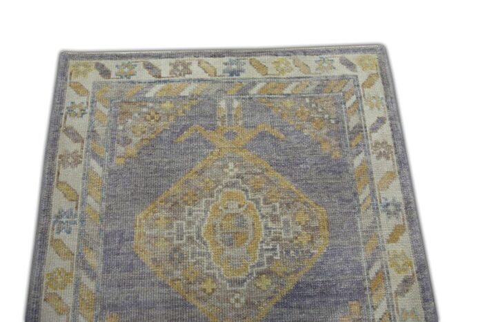 handmade modern turkish soft yellow and gray tones oushak rug 31 x 66 8236