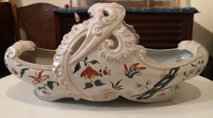 handpainted ceramic vase or planter by emile galle france 1890s 1