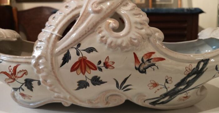 handpainted ceramic vase or planter by emile galle france 1890s 2