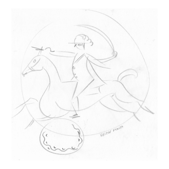 helen malta horse and rider drawing 6826