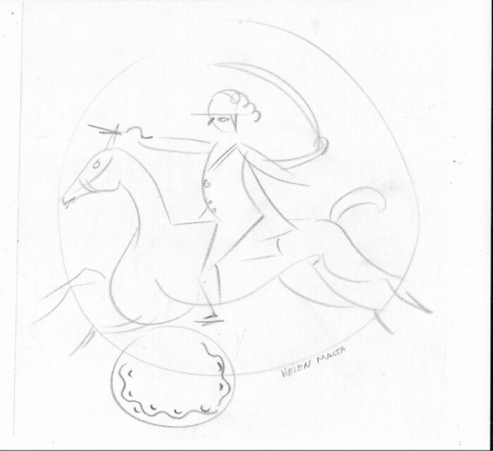 helen malta horse and rider drawing 8601