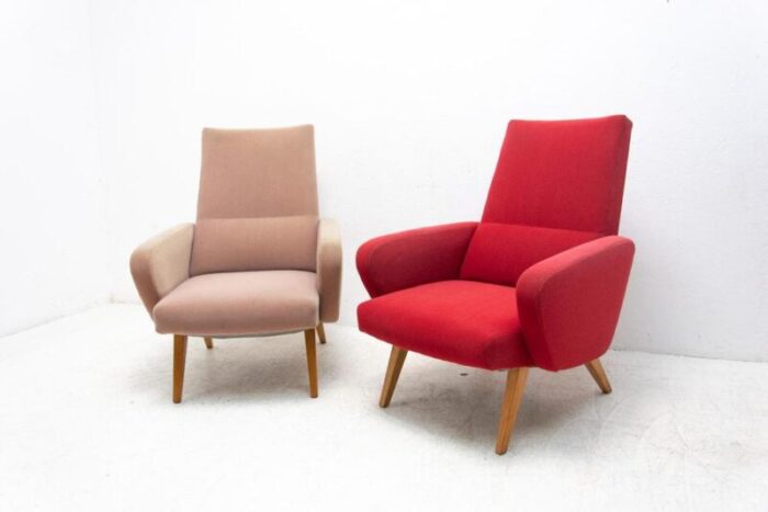 his and her armchairs attributed to jaroslav smidek czechoslovakia 1960s set of 2 0588