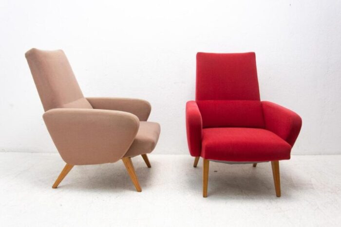 his and her armchairs attributed to jaroslav smidek czechoslovakia 1960s set of 2 0746