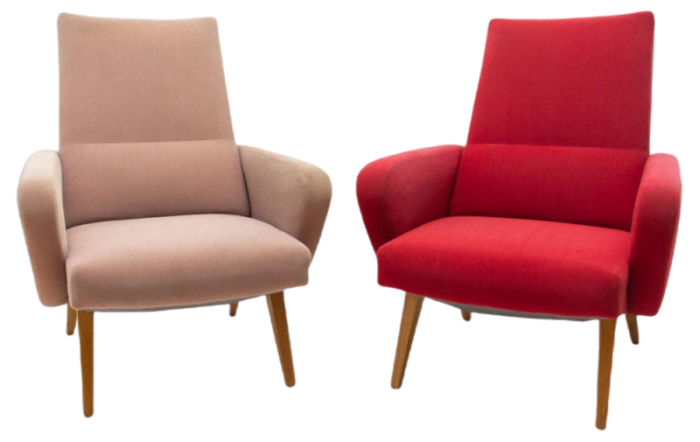 his and her armchairs attributed to jaroslav smidek czechoslovakia 1960s set of 2 1926