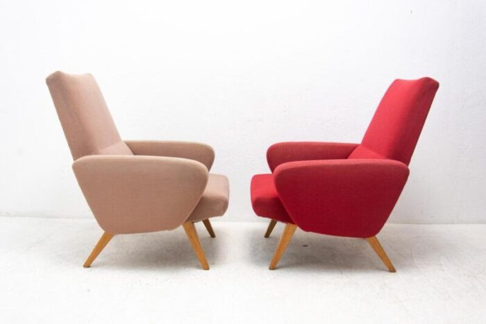 his and her armchairs attributed to jaroslav smidek czechoslovakia 1960s set of 2 3552