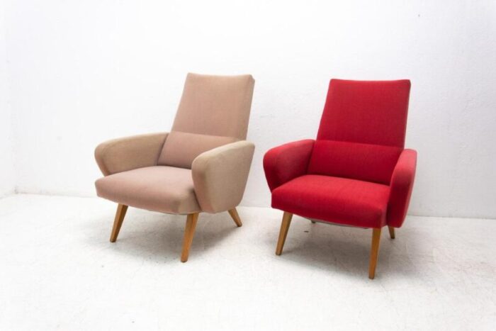 his and her armchairs attributed to jaroslav smidek czechoslovakia 1960s set of 2 4961