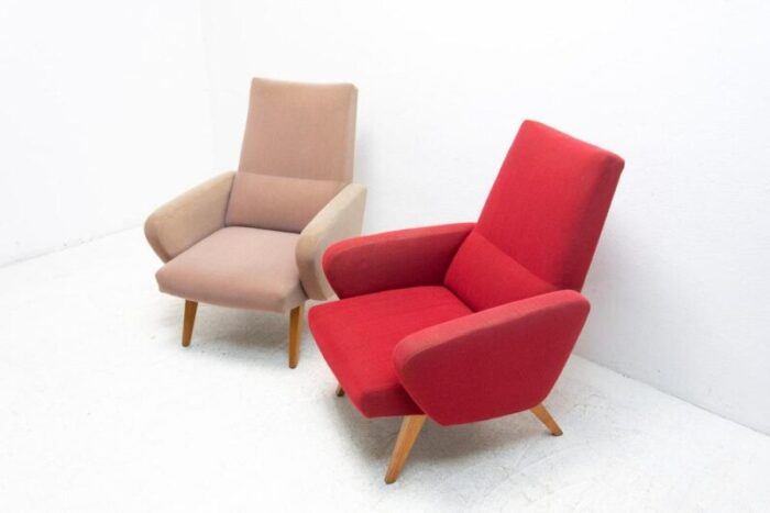 his and her armchairs attributed to jaroslav smidek czechoslovakia 1960s set of 2 8370