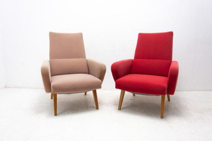 his and her armchairs attributed to jaroslav smidek czechoslovakia 1960s set of 2 8707