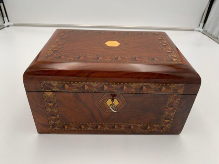 historicism jewelry box in walnut with inlays germany 19th century 2