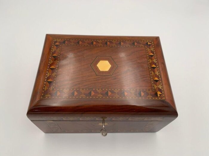 historicism jewelry box in walnut with inlays germany 19th century 5