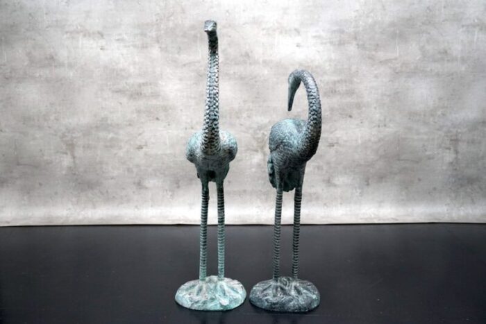 hollywood regency metal cranes 1960s set of 2 14