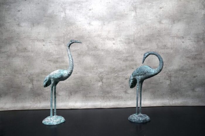 hollywood regency metal cranes 1960s set of 2 5