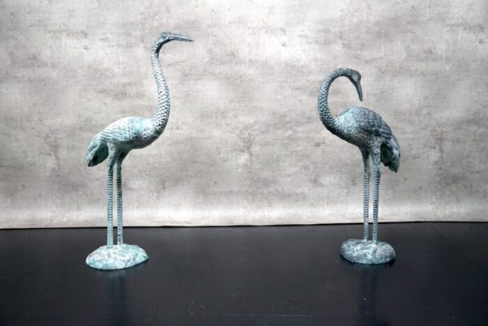 hollywood regency metal cranes 1960s set of 2 6