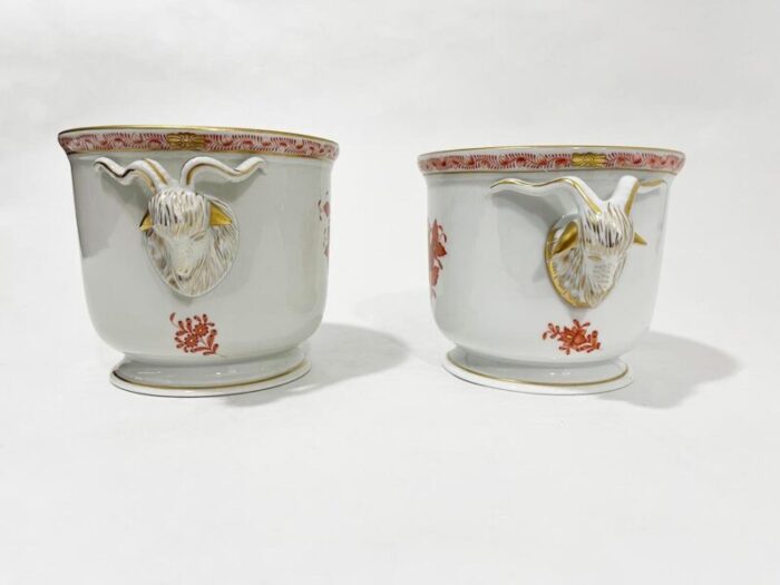 hungarian porcelain apponyi orange cachepots from herend 1960s set of 2 2