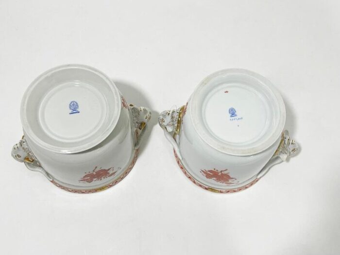 hungarian porcelain apponyi orange cachepots from herend 1960s set of 2 3