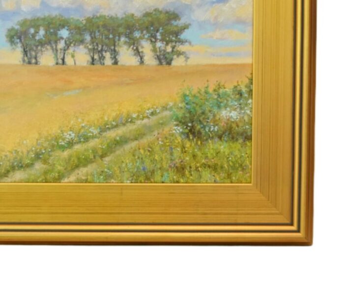 impressionist trees landscape oil painting including the antiqued gold wood frame 1478