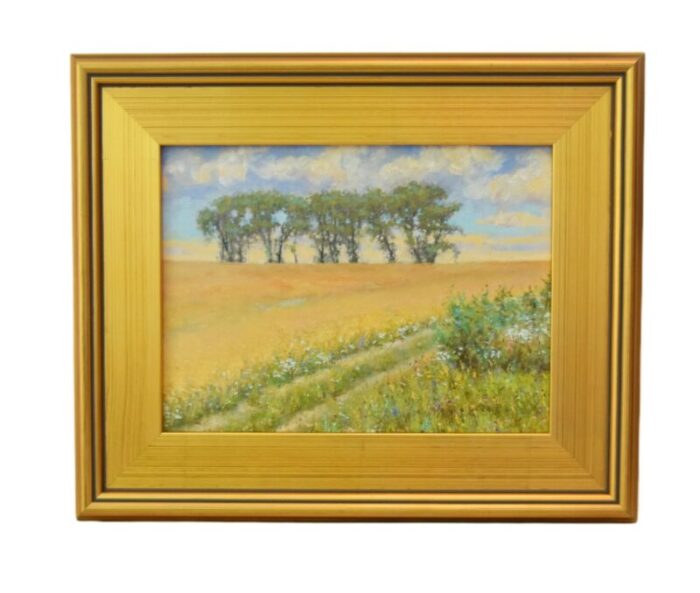 impressionist trees landscape oil painting including the antiqued gold wood frame 3188