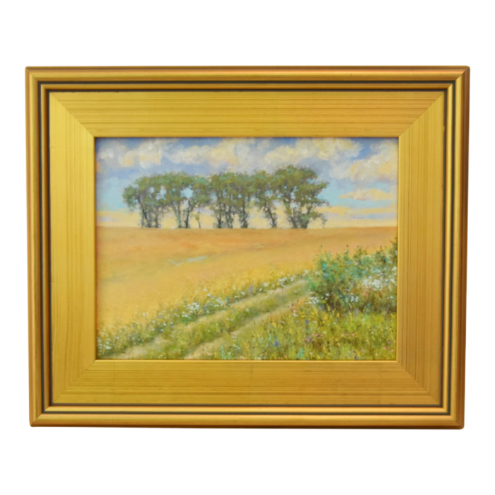 impressionist trees landscape oil painting including the antiqued gold wood frame 9000