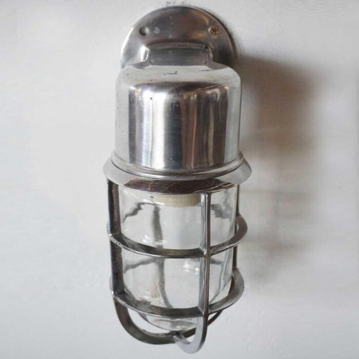 industrial aluminum cage and glass bracket wall sconce ships light fixture 4886