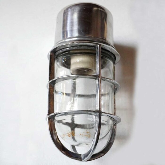 industrial aluminum cage and glass bracket wall sconce ships light fixture 6122