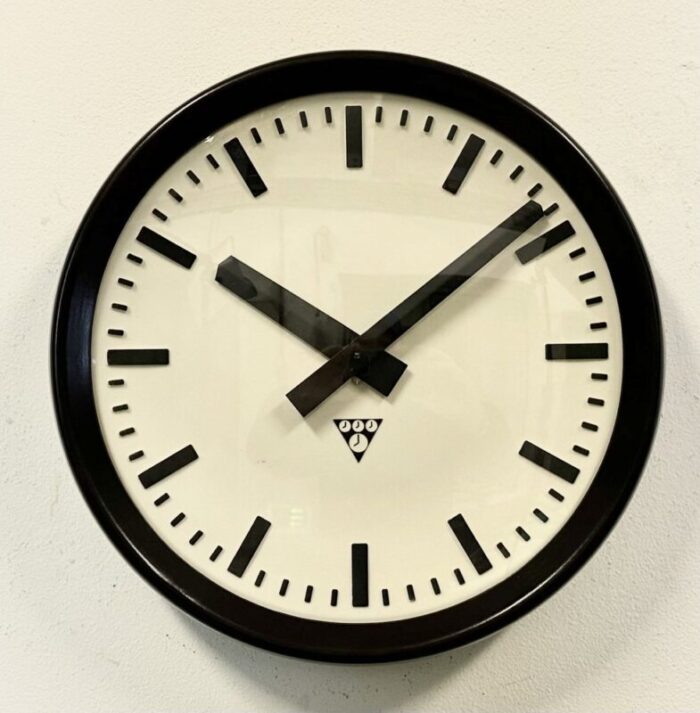 industrial bakelite factory wall clock from pragotron 1960s 1