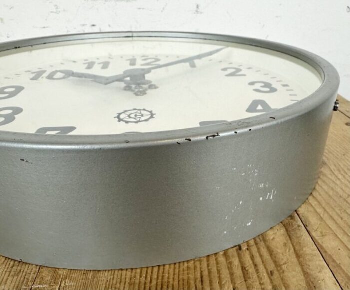 industrial grey factory wall clock from chronotechna 1950s 14