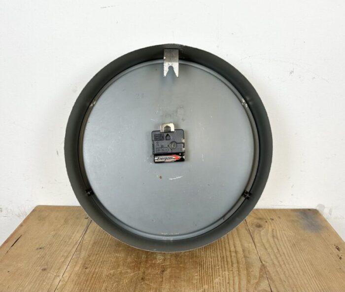 industrial grey factory wall clock from chronotechna 1950s 17