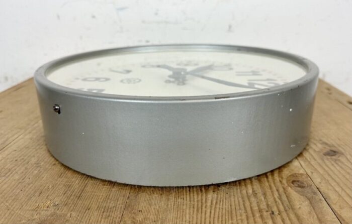 industrial grey factory wall clock from chronotechna 1950s 8