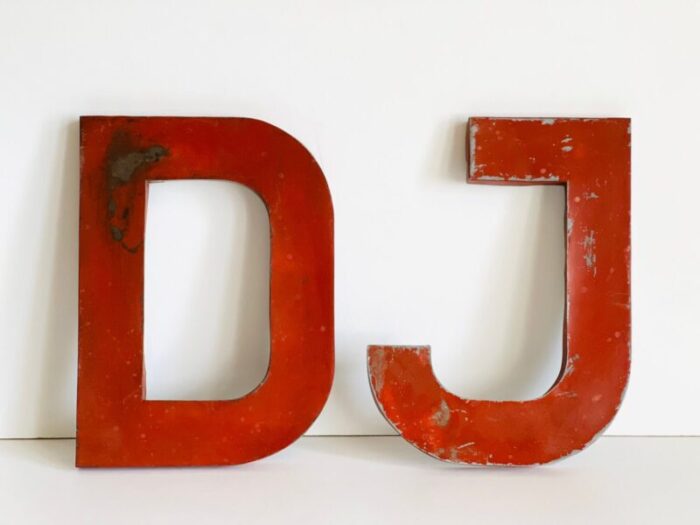 industrial letter dj sign 1952 set of 2 1