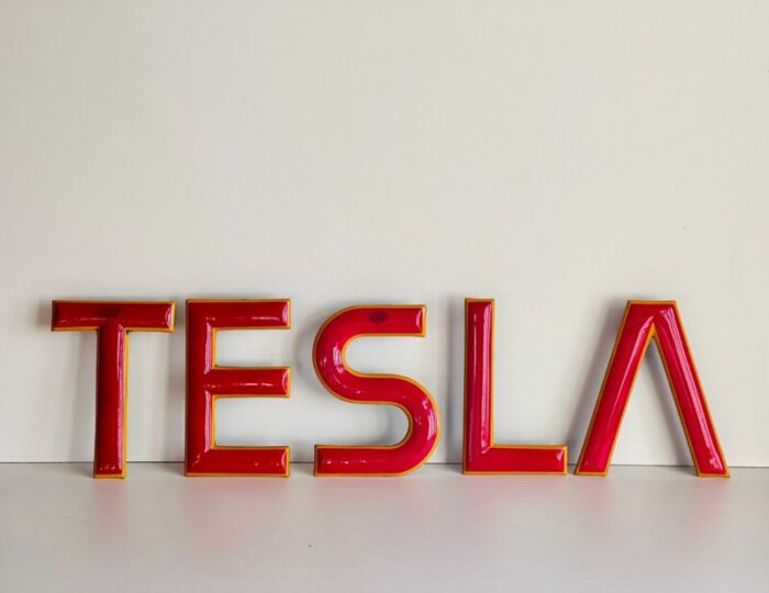 industrial letter sign from tesla set of 5 11