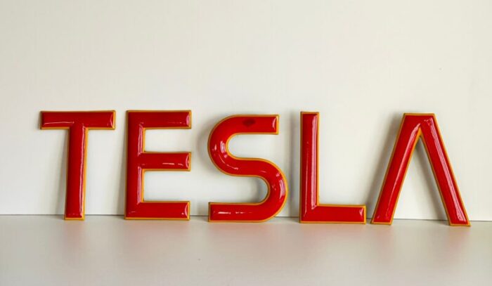 industrial letter sign from tesla set of 5 12