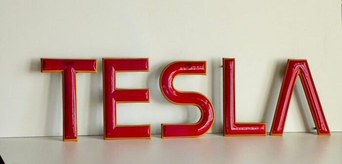 industrial letter sign from tesla set of 5 15