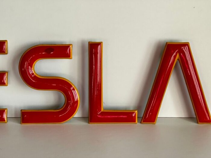 industrial letter sign from tesla set of 5 3