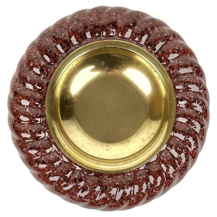 italian ashtray in ceramic and brass by tommaso barbi 1970s 1