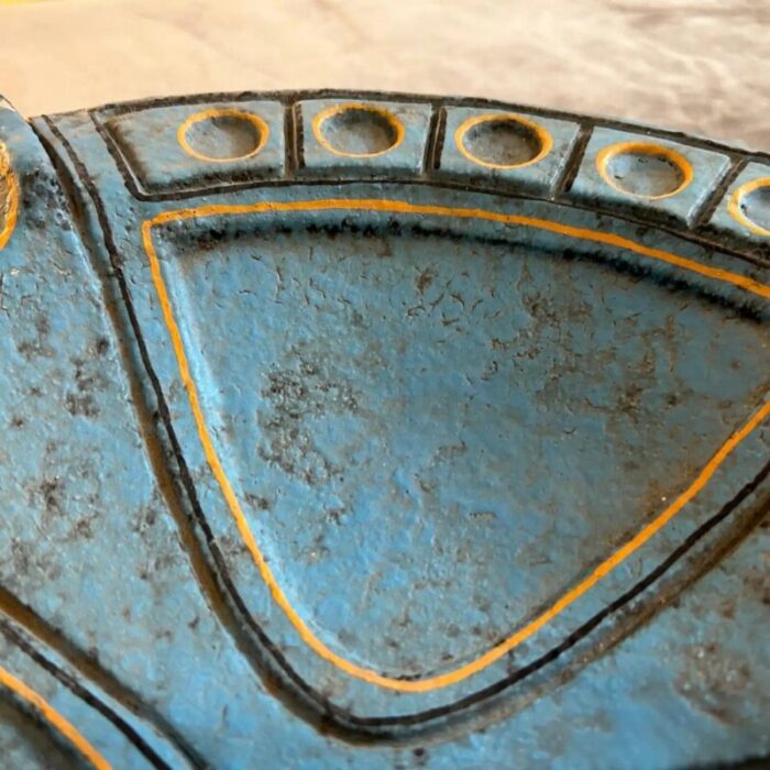 italian blue and yellow ceramic ashtray by casucci 1969 4