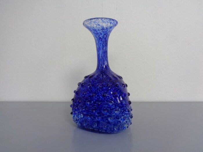 italian blue bubble glass vase 1960s 1