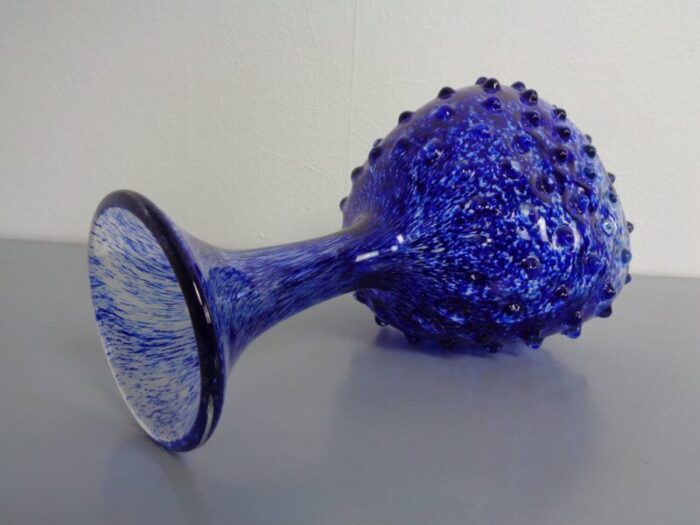 italian blue bubble glass vase 1960s 10