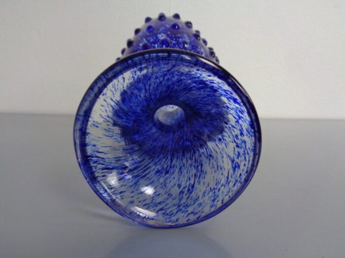 italian blue bubble glass vase 1960s 12