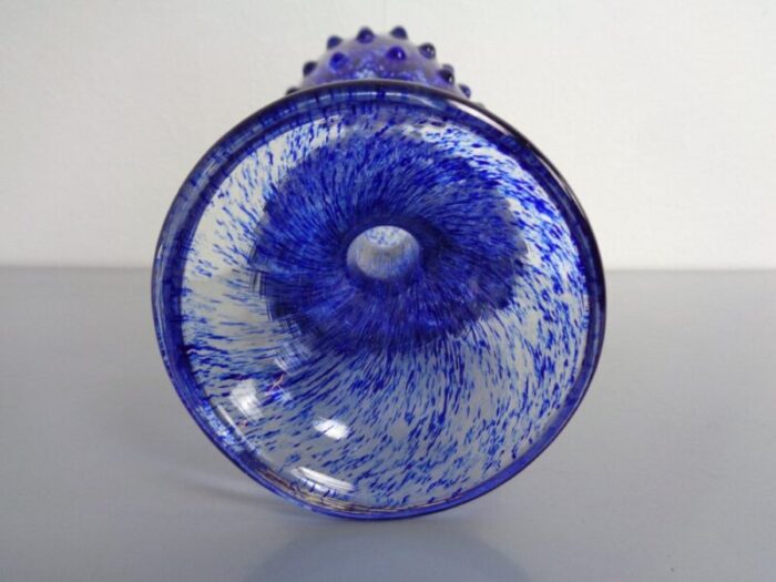 italian blue bubble glass vase 1960s 14