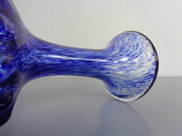 italian blue bubble glass vase 1960s 17